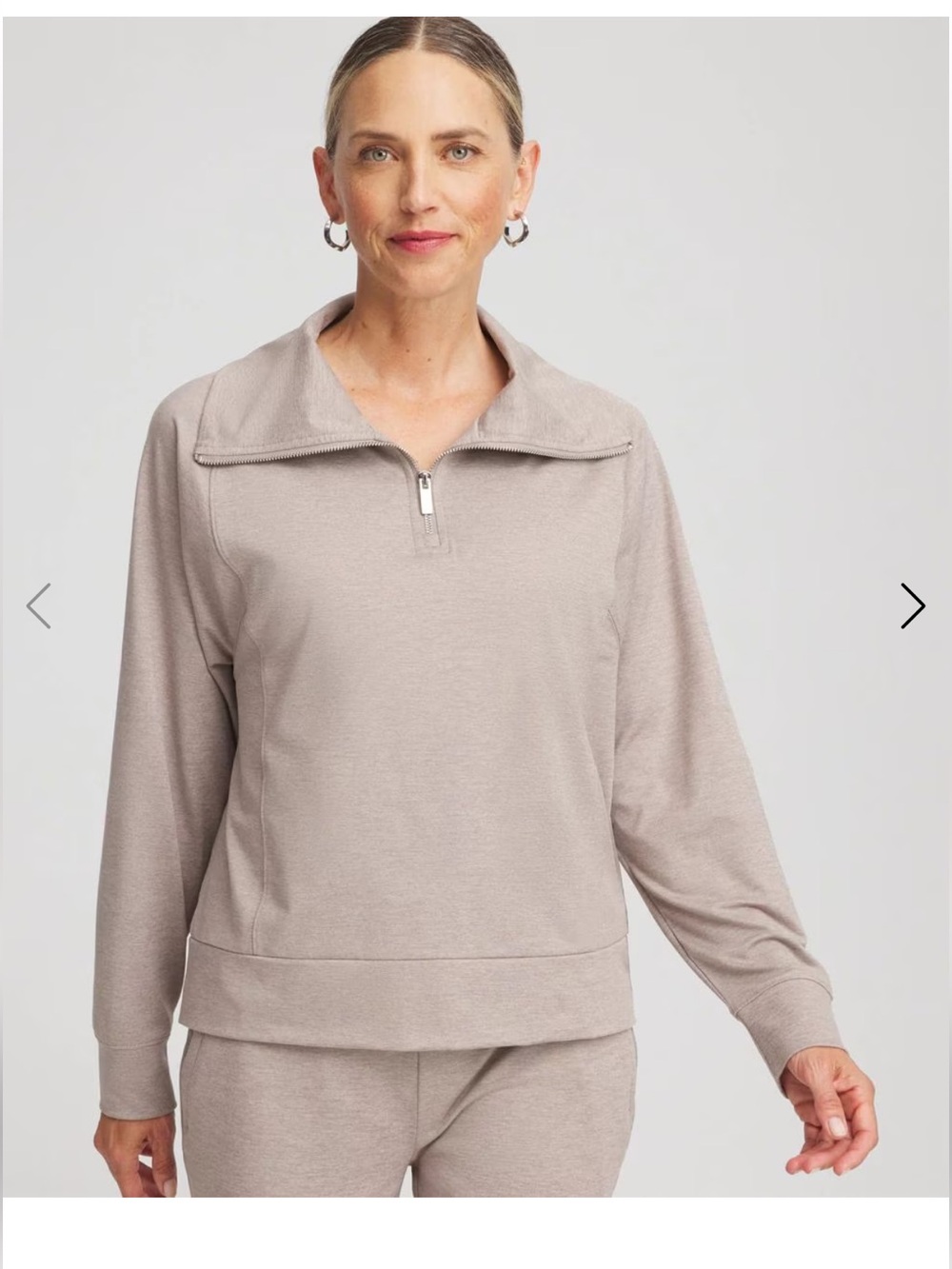Chico's Women's Tan Zenergy Cloud Half-Zip Pullover Sweatshirt Top Size Large